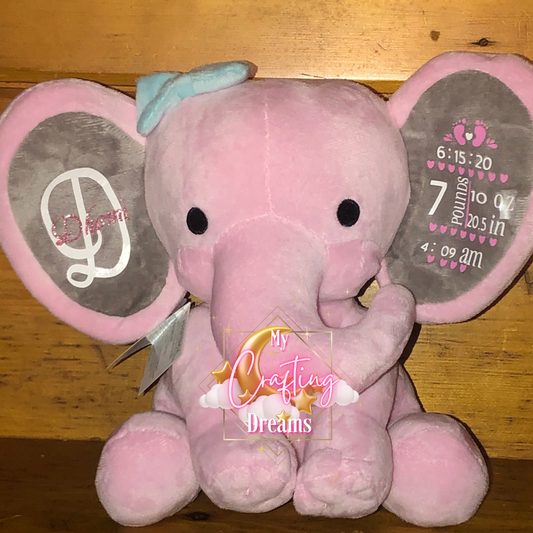 Elephant Plush Birth Announcement **PLEASE READ THE DESCRIPTION BEFORE PURCHASING**