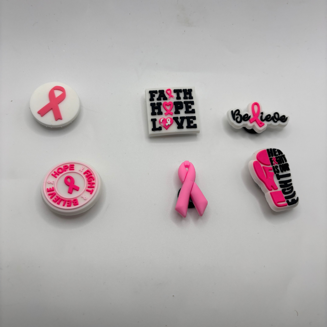 Breast Cancer Rubber Croc Charms