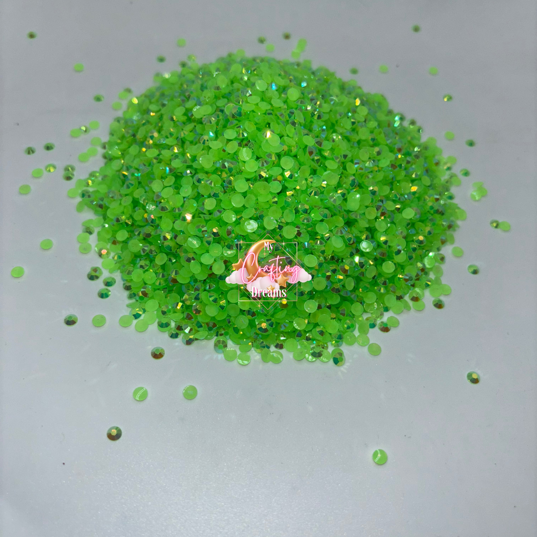 Kiwi Spark (Lime Green Jelly Resin Rhinestones)