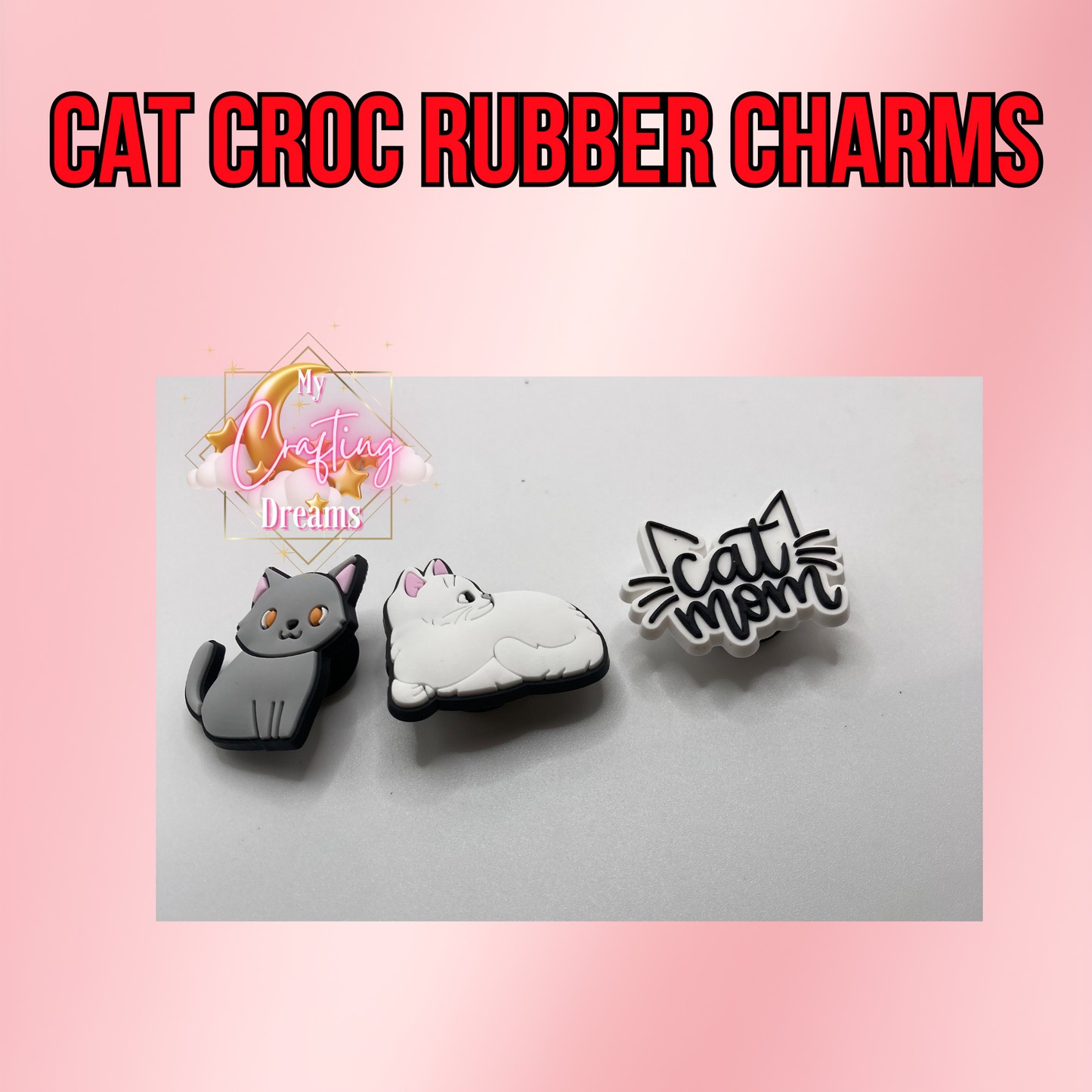 Cat Theme Rubber Croc Charms (clearance)