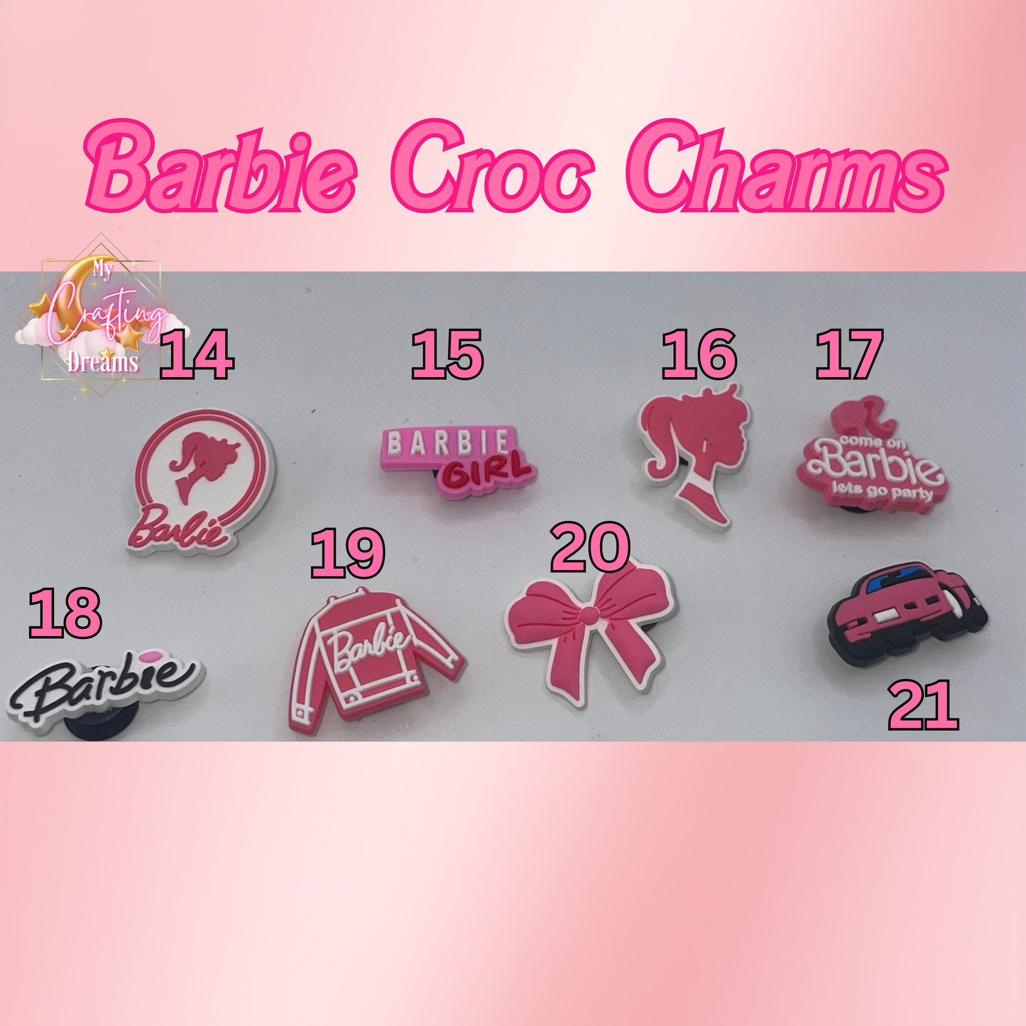 Barbie Inspired Rubber Croc Charms